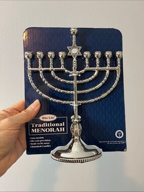 NEW Rite Lite Traditional Menorah - 8.5" - Silvertone-Finish